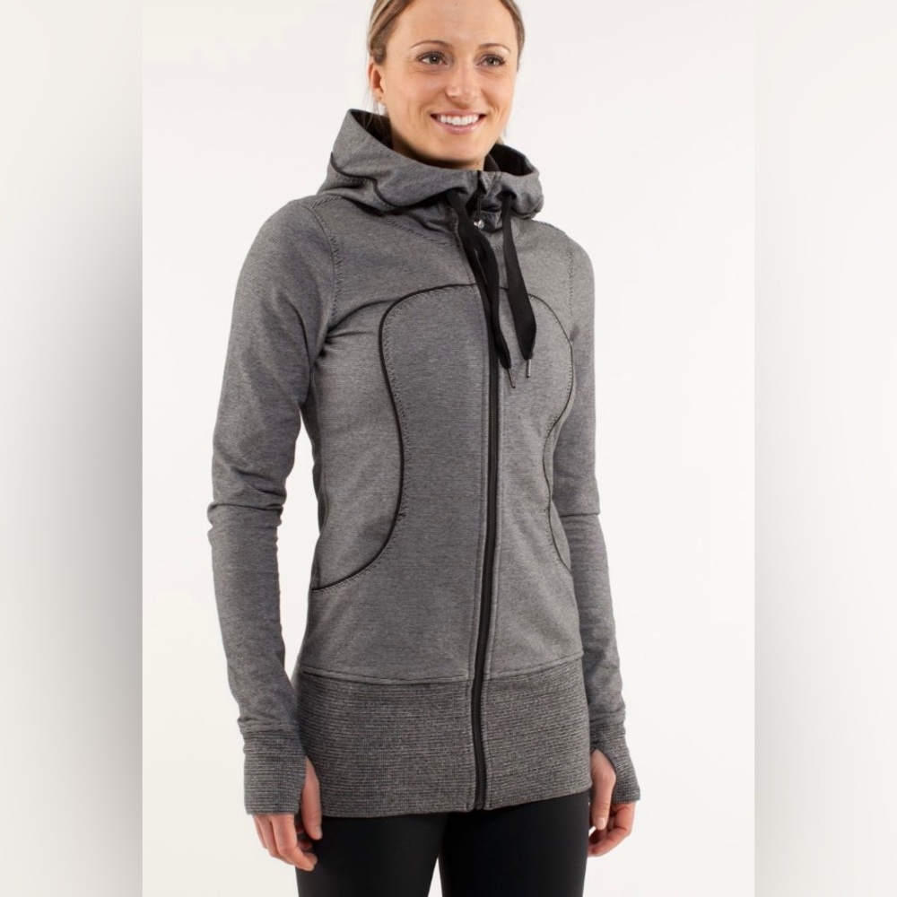 Lululemon Live Simply Jacket White Black Mircostripe Hoodie View 2